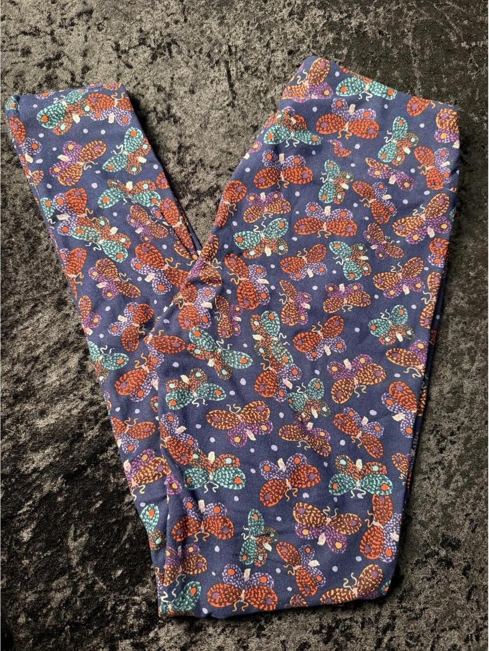 LuLaRoe Leggings One Size OS Butterfly Blue Red Purple Soft High Rise NWOT